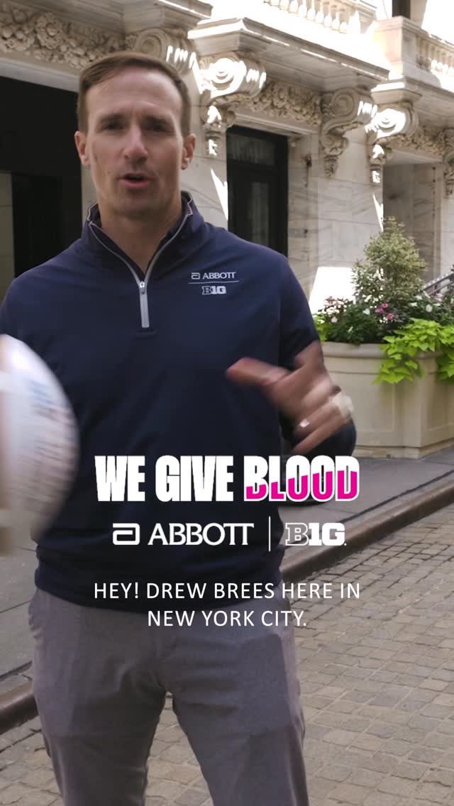Instagram post by @drewbrees for Abbott. Caption reads: Big Ten fans love their trivia — but now it’s time....