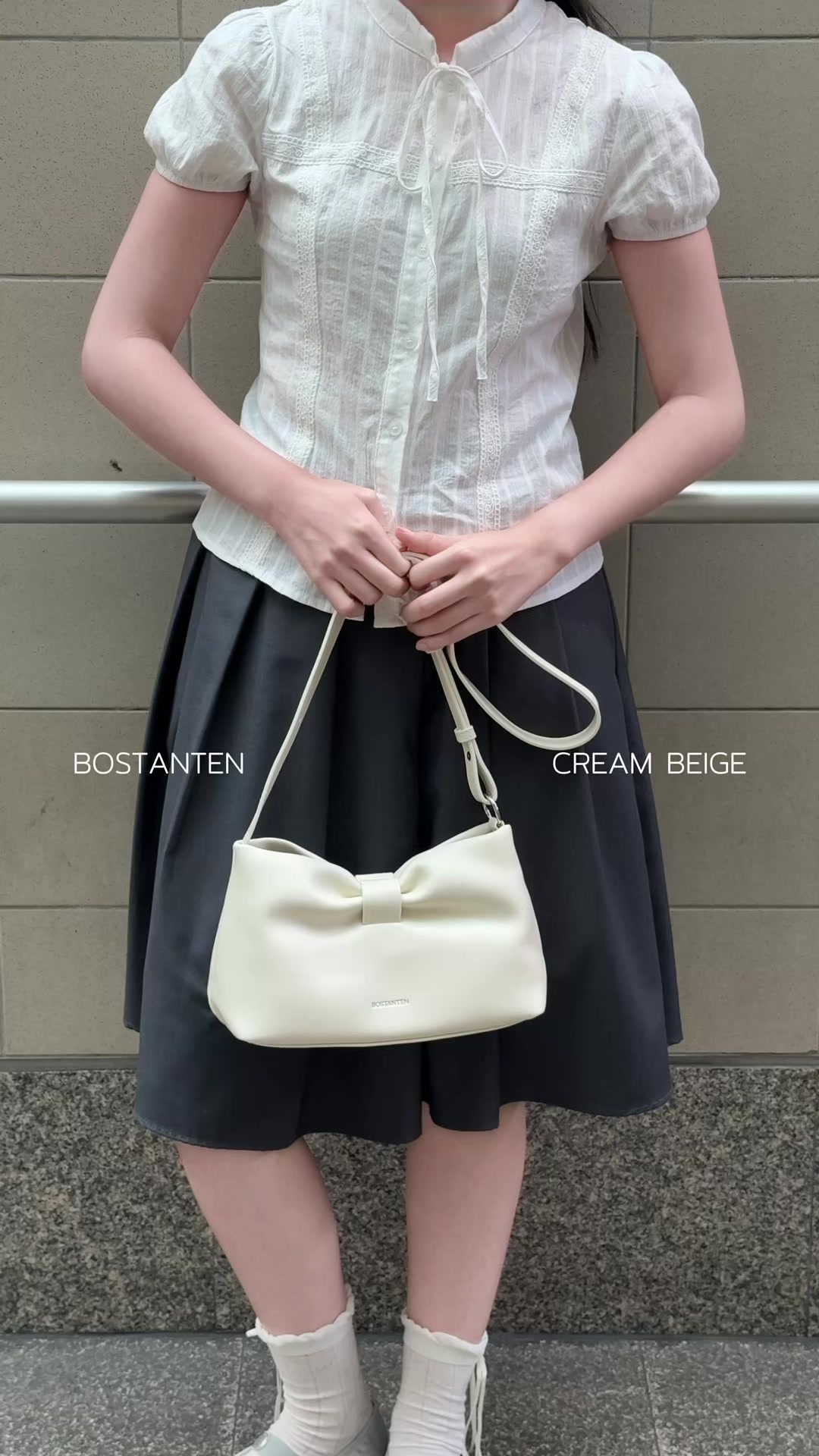 TikTok post by @ning_nicharutt for Bostanten. Caption reads: Complete look with the perfect bag✨ @BOSTANTEN....
