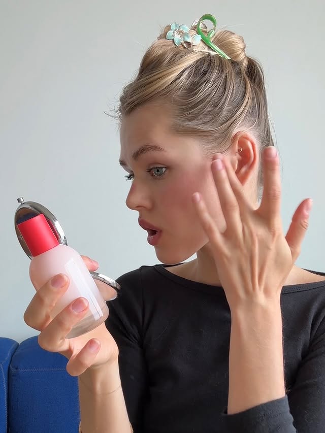 Instagram post by @aalinatimo for Glossier. Caption reads: [...] all over town type of story @glossier I....
