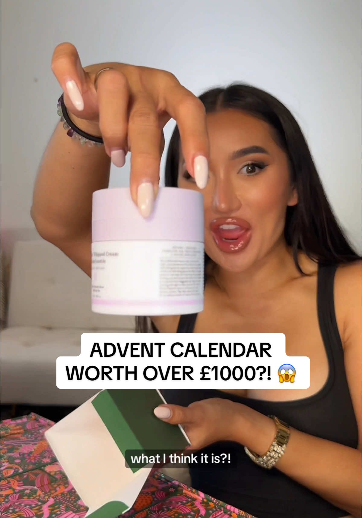 TikTok post by @xthuyle for EVE LOM. Caption reads: [...] UK @milkmakeup @Hourglass Cosmetics @EVELOM....