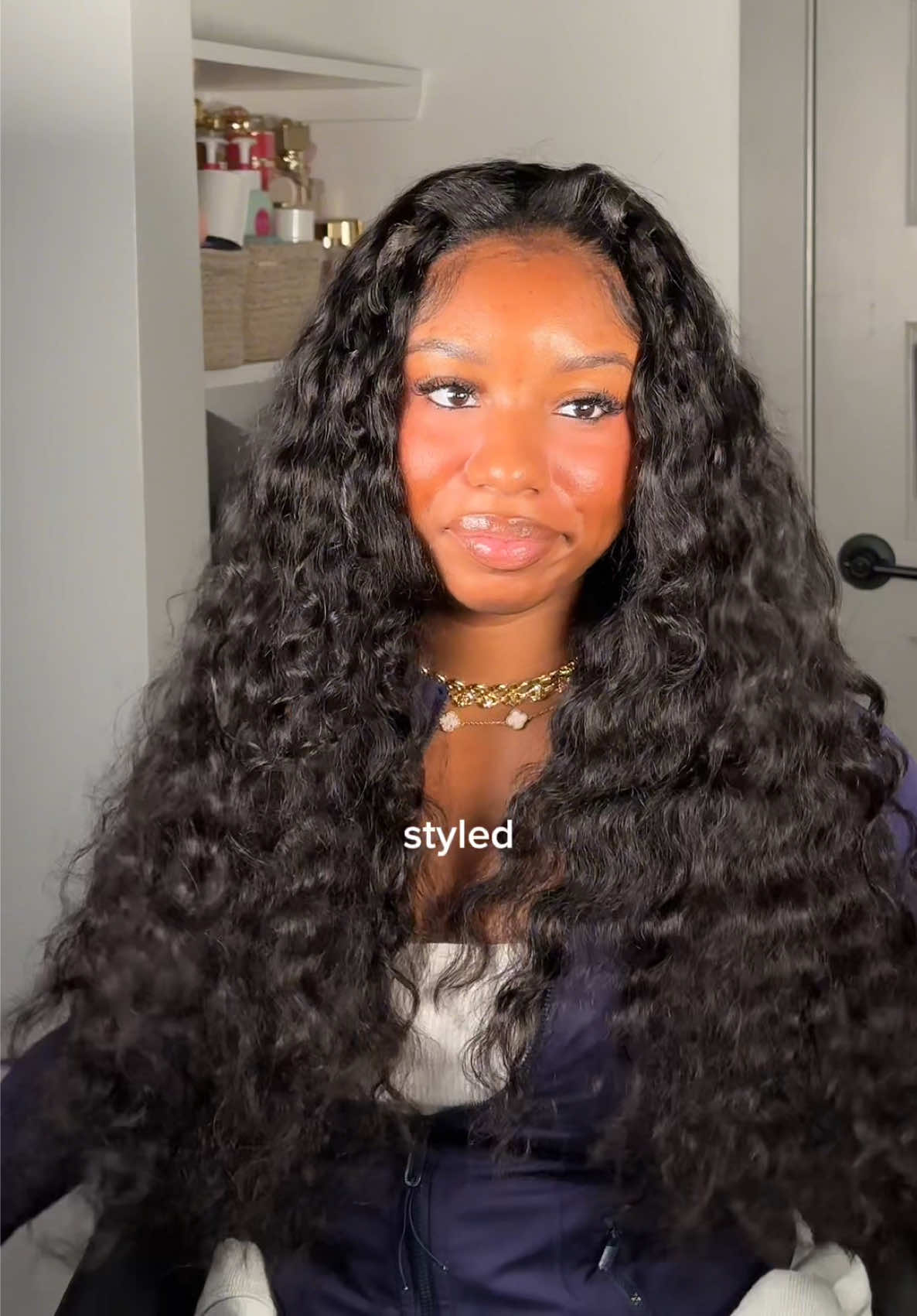 TikTok post by @ledeijah for Celie Hair. Caption reads: [...] wave half wig is the prettiest texture....