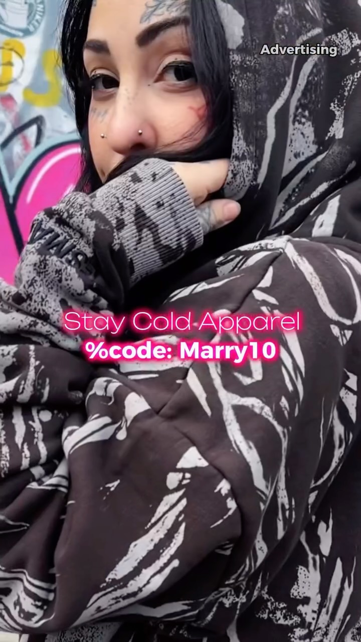 Instagram post by @vampvirya for STAY COLD APPAREL. Caption reads: [...] |🍂 Grimfall Hoodie (sandstone) by....