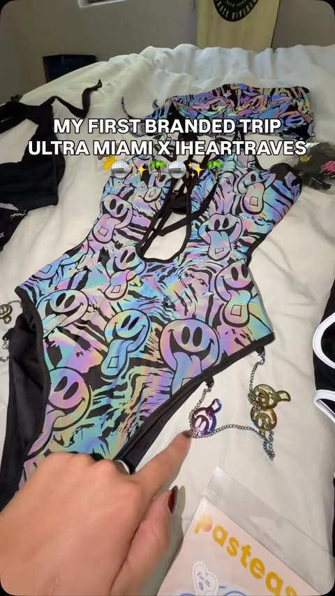 Instagram post by @christinacase_ for iHeartRaves. Caption reads: [...] in Miami for the FIRST time ever and....