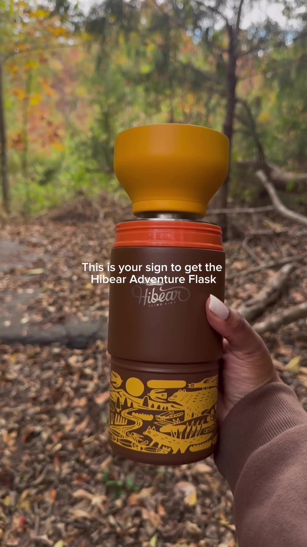 TikTok post by @nautiii.lowe for Hibear. Caption reads: Hibear is where adventure meets sustainability....