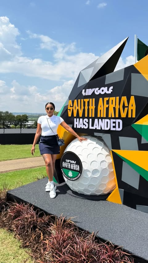 Instagram post by @gugu.khathi for LIV Golf. Caption reads: South Africa x LIV Golf ⛳️ Today is finally here....