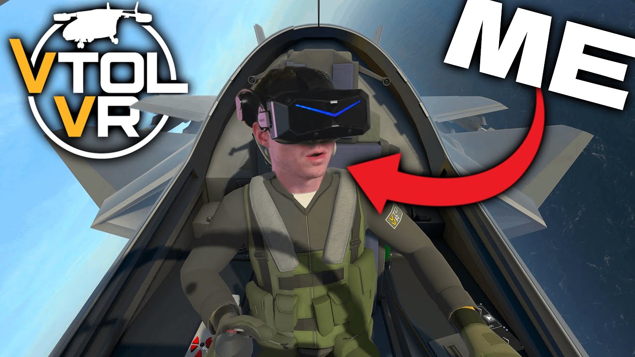YouTube post by @AaronRheins. for Next Level Racing. Caption reads: I Flew in VTOL VR for the FIRST Time!.