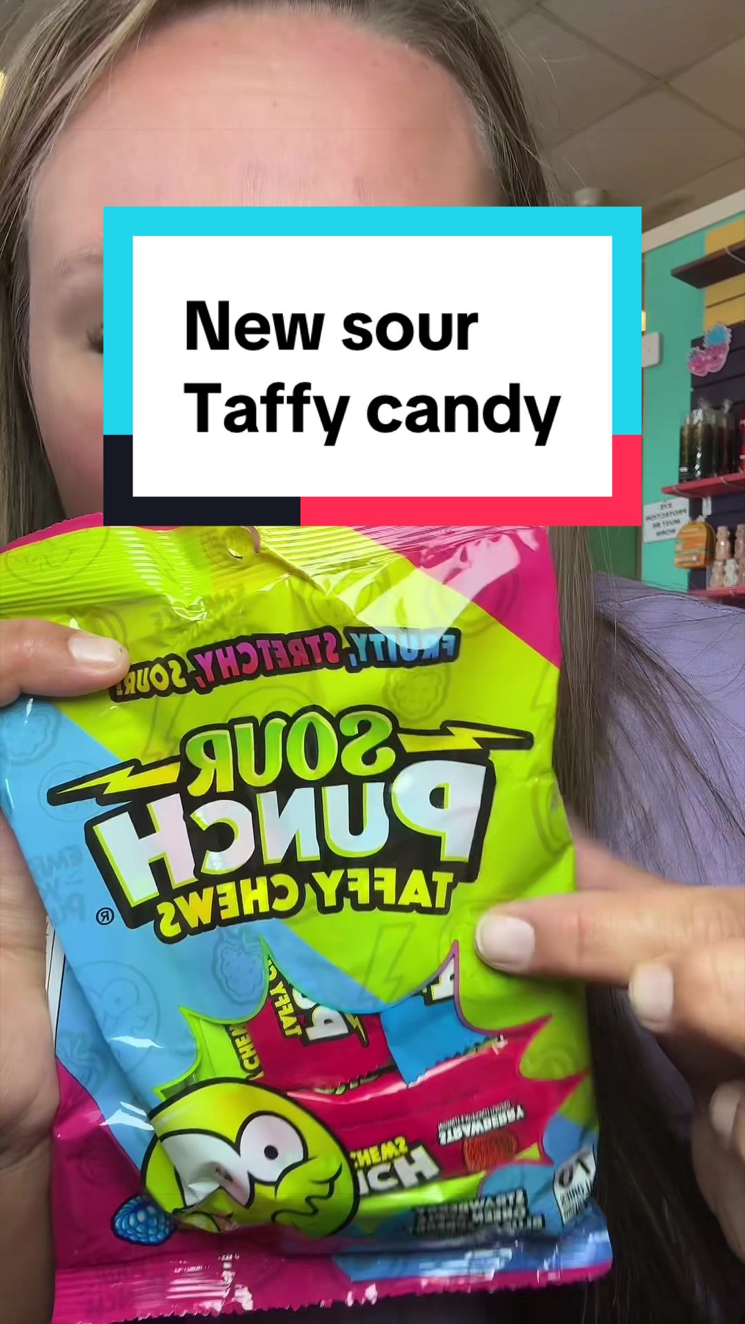 TikTok post by @stephaniechambersdaily for Sebago Shop. Caption reads: @Sebago Shop has these sour punch taffy’s and....