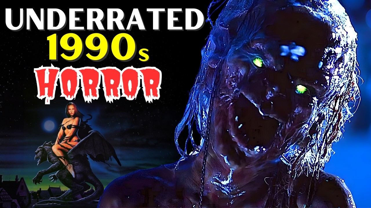 YouTube post by @cobwebschannel for TeePublic. Caption reads: 10 Underrated ‘90s HORROR Movies Way Better Than....