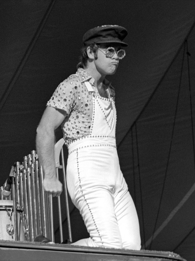 Instagram post by @eltonjohn for Getty Images. Caption reads: Half a century ago but still some of the most....