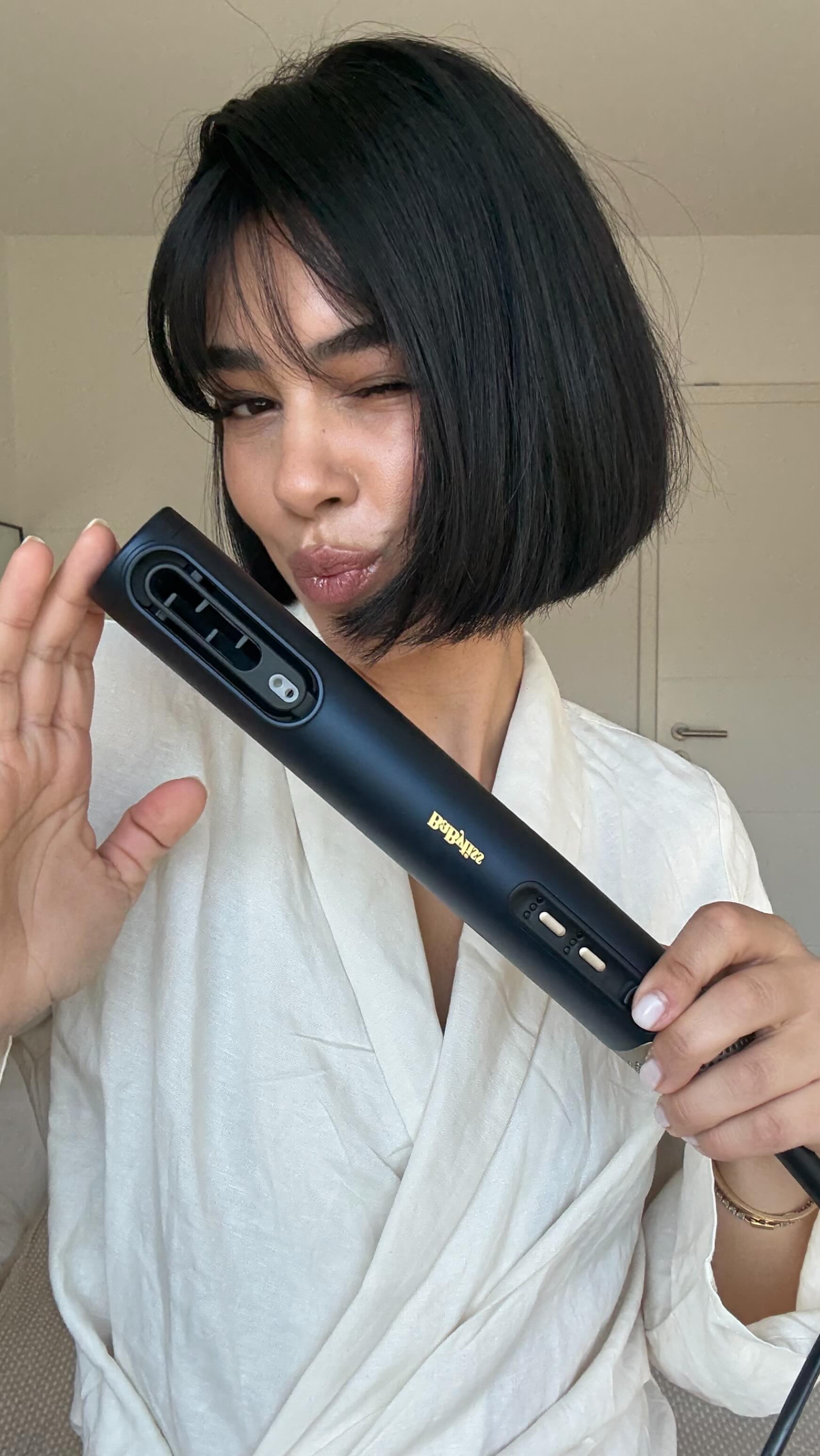 Instagram post by @nadinekoca for BaByliss. Caption reads: Ad./ Testet mit mir den neuen BaByliss AirWand!....