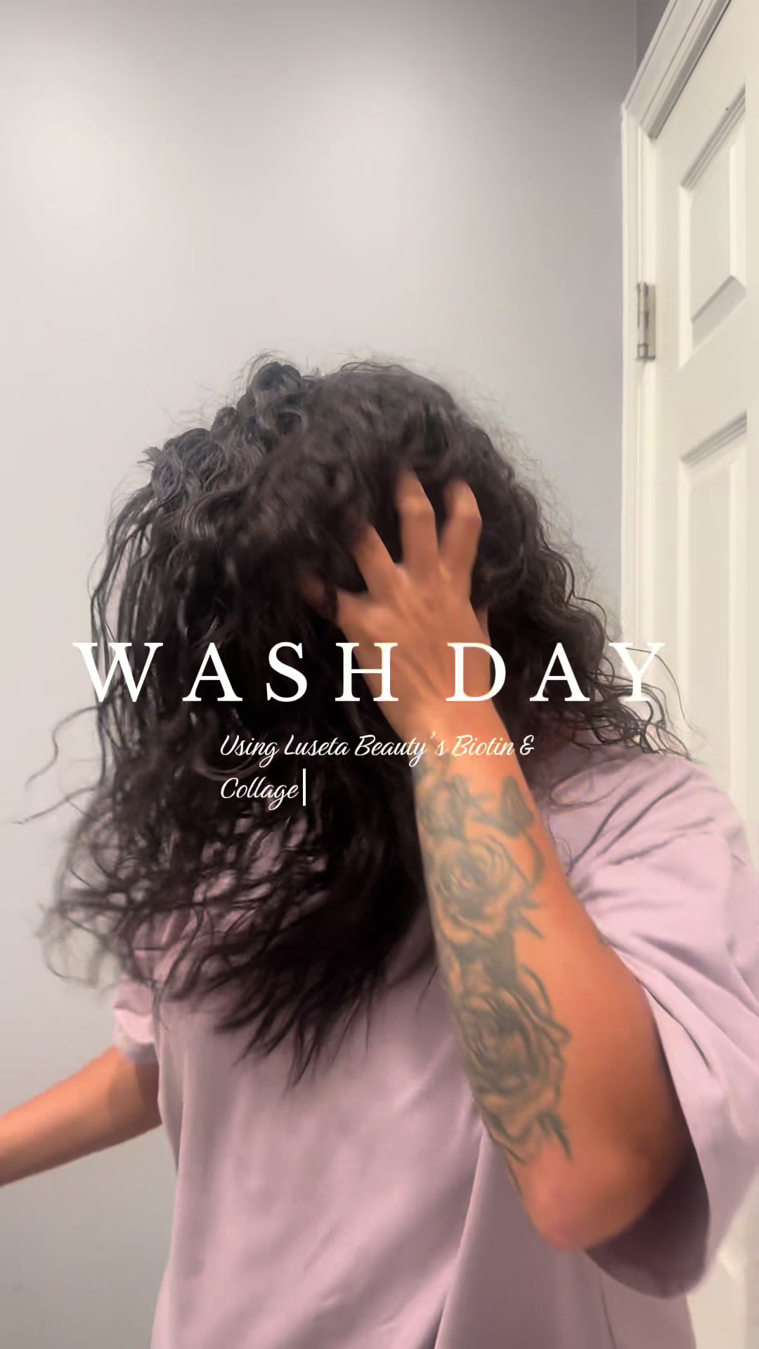TikTok post by @_deniselaracuente_ for Luseta Beauty. Caption reads: WASH DAY🫶🏽 using @Luseta Beauty shampoo &....
