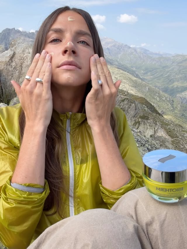 Instagram post by @hildurkarlsson for BIOTHERM. Caption reads: [...] skin hydrated and happy with the new....