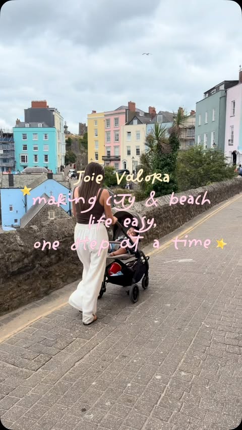 Instagram post by @beauandroman for Parent Squad. Caption reads: ad Joie Valora making city & beach life easy, one....