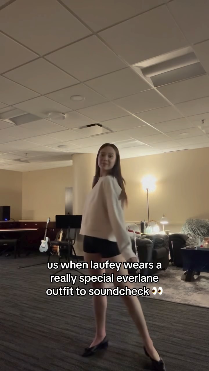 Instagram post by @laufeyland for Everlane. Caption reads: freaking out for 10/15 @everlane @laufeyfoundation.