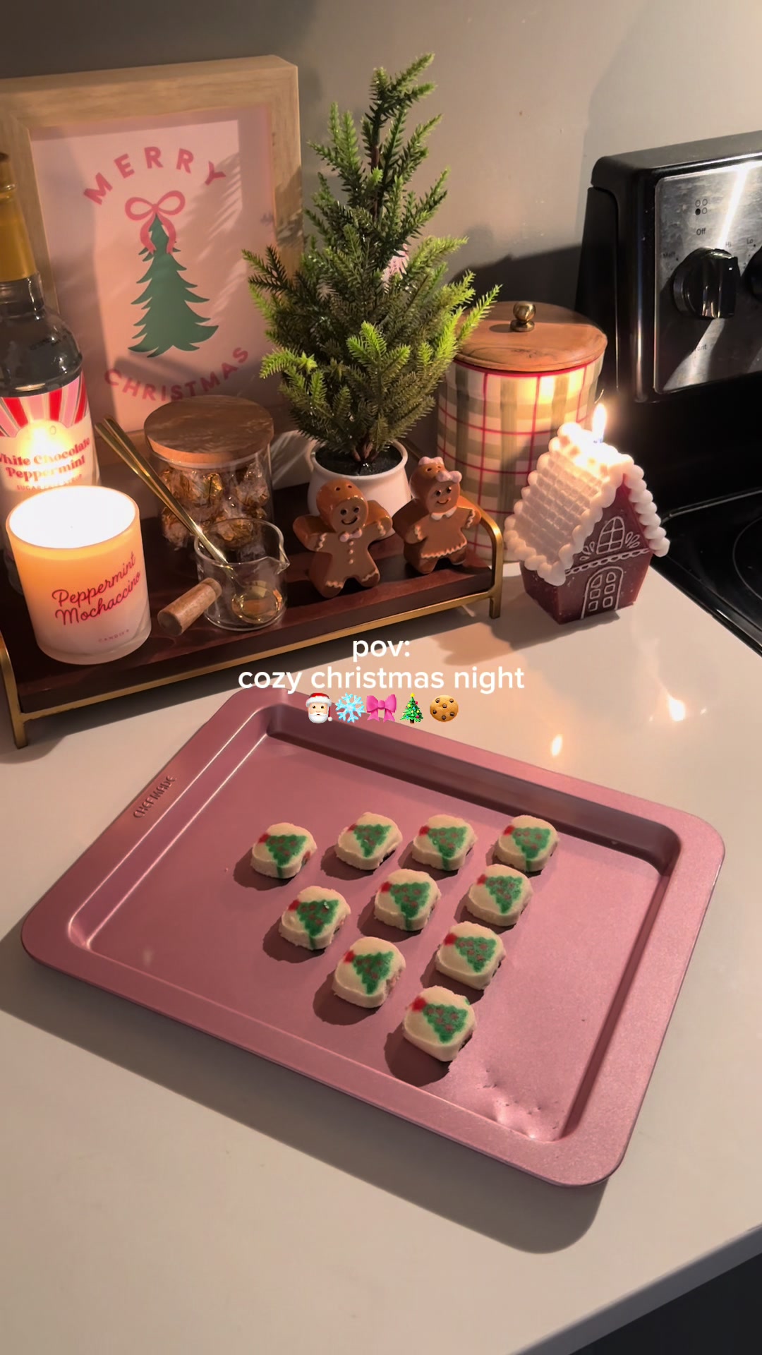 TikTok post by @thatgirlsow for Caudalie. Caption reads: a cozy christmasy night fixes....