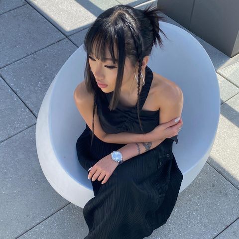 Instagram post by @tammytmai for JBW. Caption reads: icy✨ @jbwwatches wearing the mondrian timepiece....