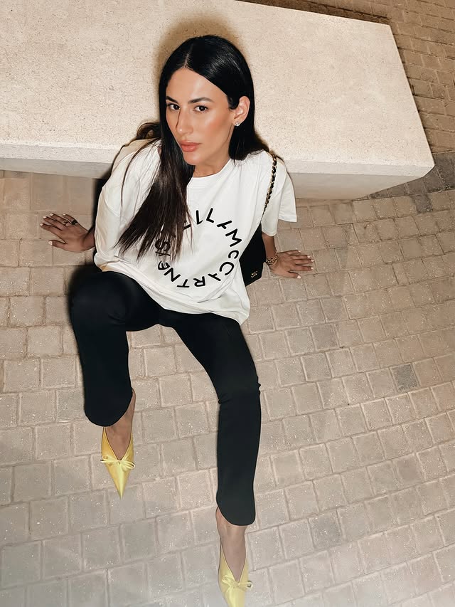 Instagram post by @fatimaaahsn for Stella McCartney. Caption reads: stellar energy, stellar fit 💫 @stellamccartney x....