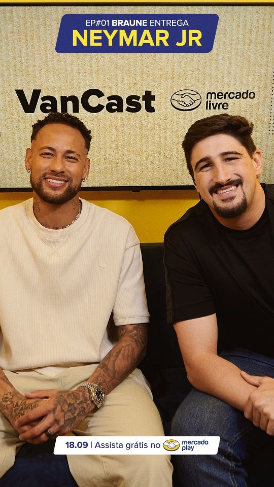 Instagram post by @neymarjr for Mercado Livre. Caption reads: Um bate-bola cheio de revelações!....