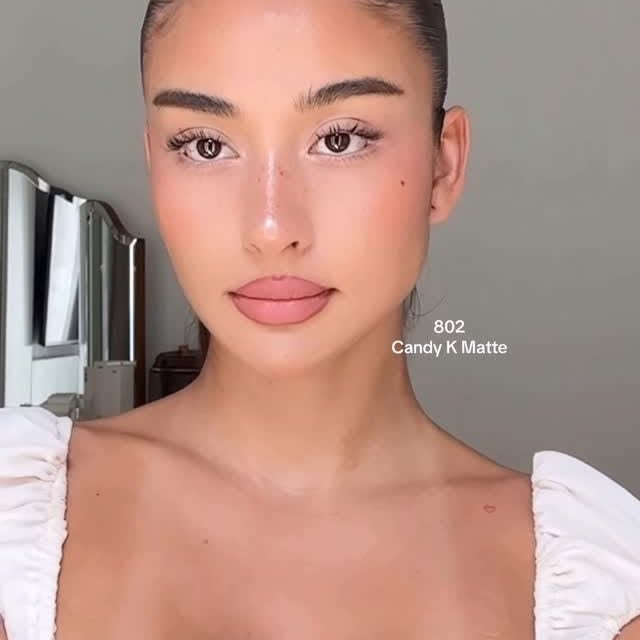 Instagram post by @lena_helenabusch for Kylie Cosmetics. Caption reads: Which shade is your favorite? 🤍 @kyliecosmetics....