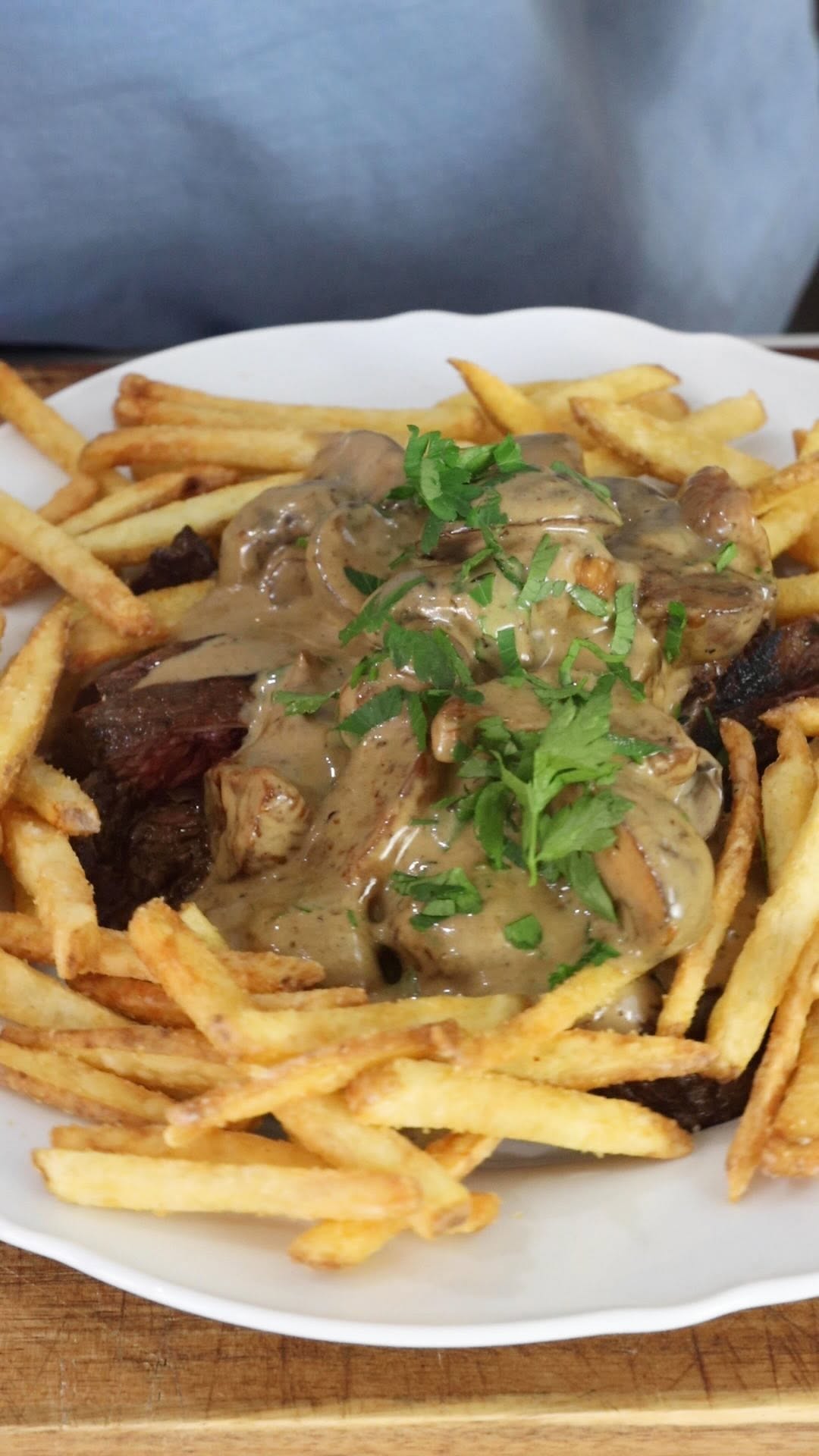 Instagram post by @gulasgrub for Amazon Fresh. Caption reads: Delicious Bavette Steak and Fries using....