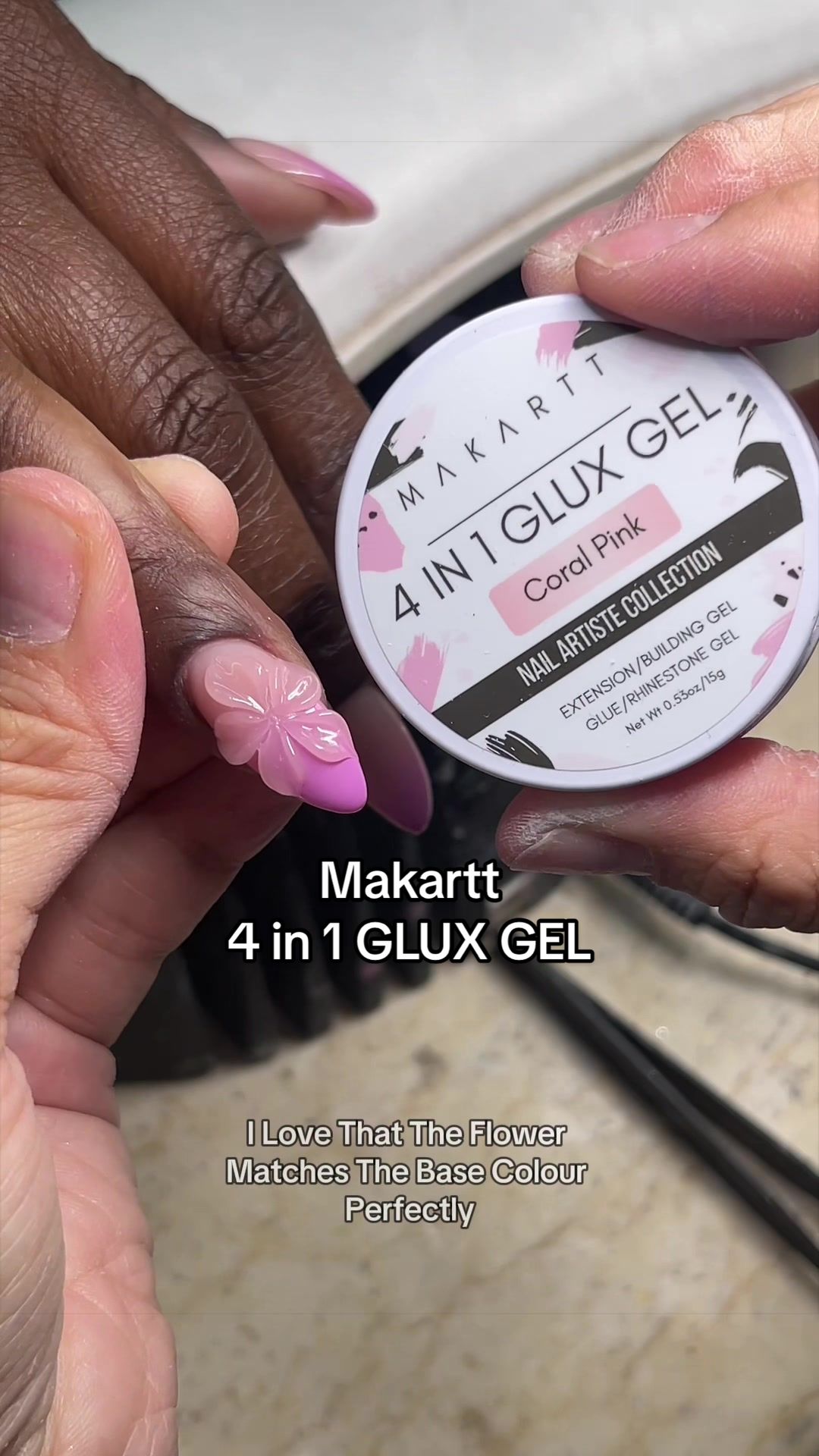 TikTok post by @missmaiho for Makartt. Caption reads: I love this gel for 3d nail art 🌸@MakarttOfficial....