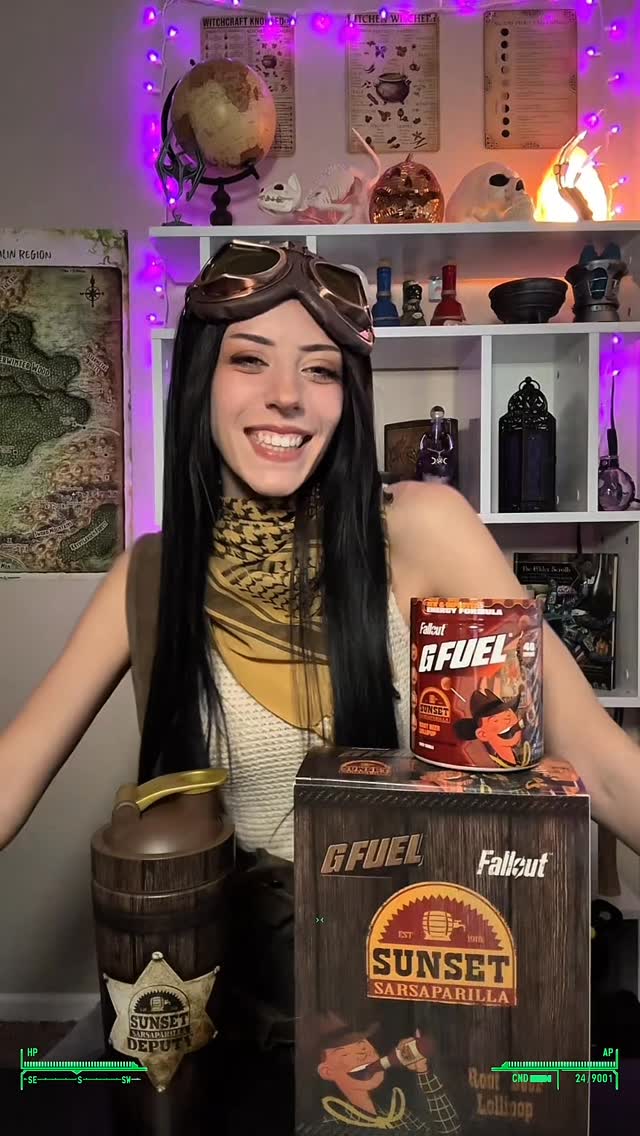 Instagram post by @rikkichuu for G FUEL. Caption reads: Fallout x GFUEL 🥤 👉🏼 use code RIKKICHUU for 30%....