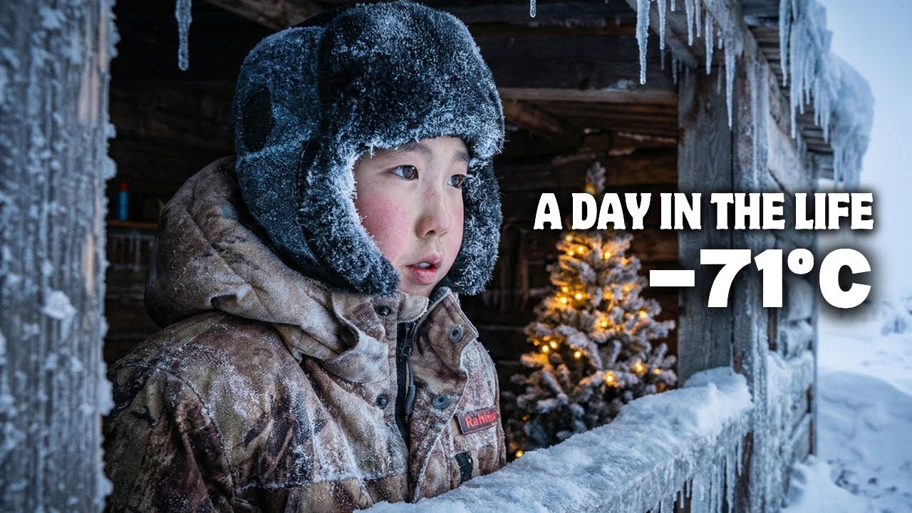 YouTube post by @KiunB for Lingopie. Caption reads: One Day in the Coldest Village on Earth −71°C....