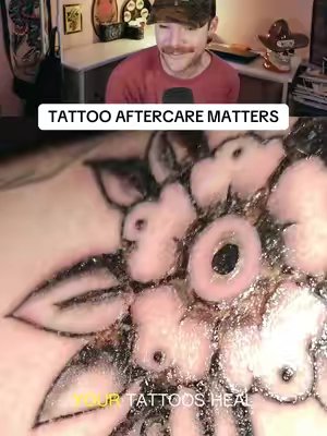 TikTok post by @silk.sucks for Mad Rabbit. Caption reads: [...] Take care of your tattoos with @Mad Rabbit....