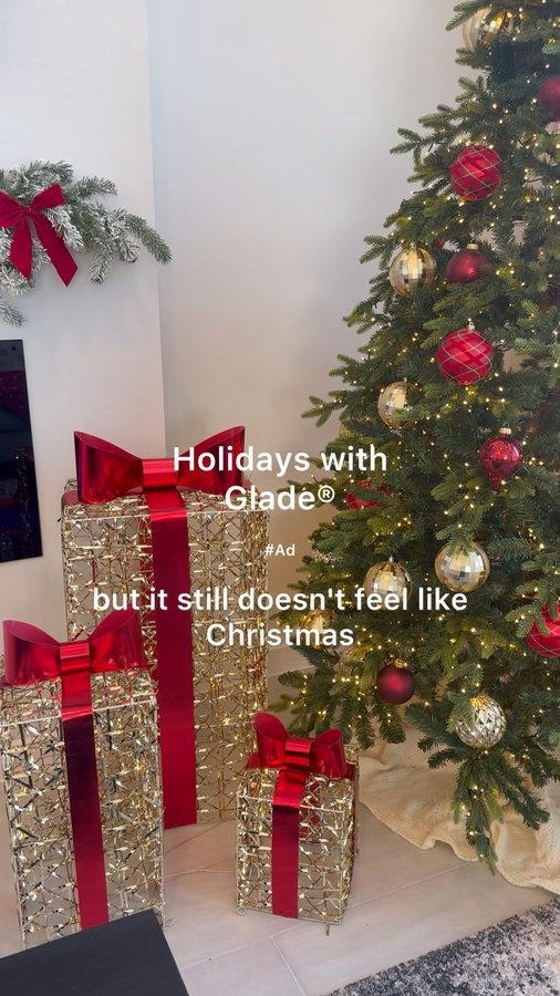 Instagram post by @oxleyfamily for Glade. Caption reads: #Ad Glade Balsam & Spruce — it finally feels like....