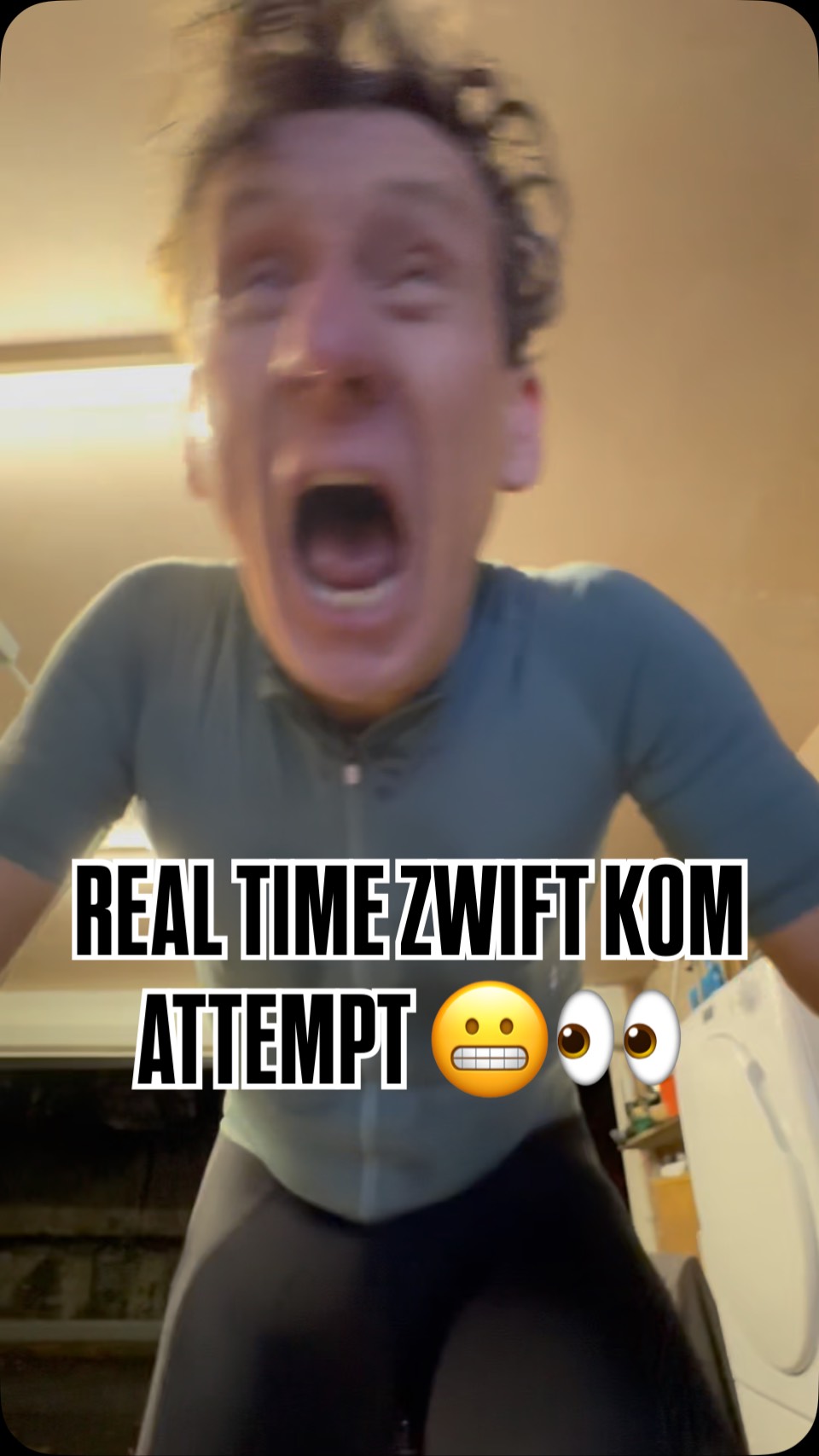 Instagram post by @realstephens for Zwift. Caption reads: Here’s my real time Zwift KOM attempt tonight on....