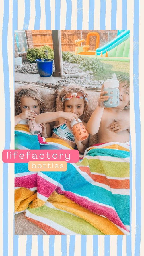 Instagram post by @doubleshotofbabies for Lifefactory. Caption reads: [...] days, pool days, all the days—these....