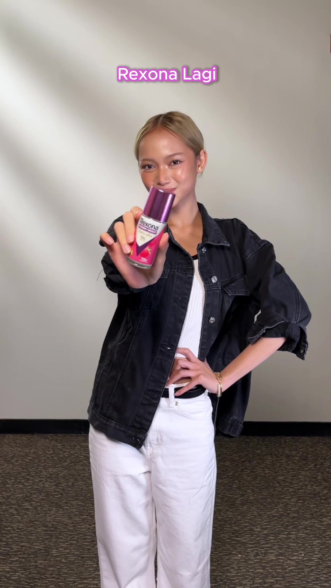 TikTok post by @bini_gwen for Rexona. Caption reads: My secret to staying fresh? Syempre, Rexona! Lagi....