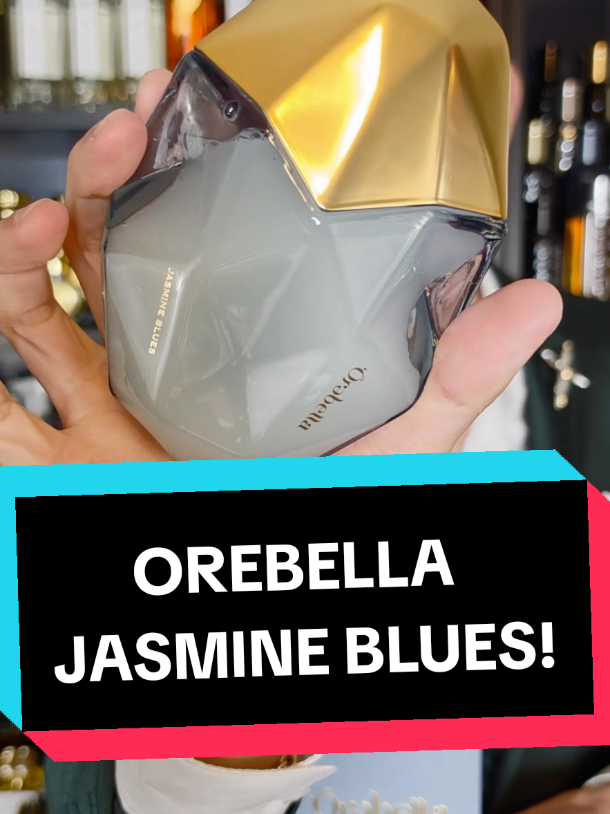 TikTok post by @redolessence for Orebella. Caption reads: Orebella Jasmine Blues perfume review! @'Ôrəbella....