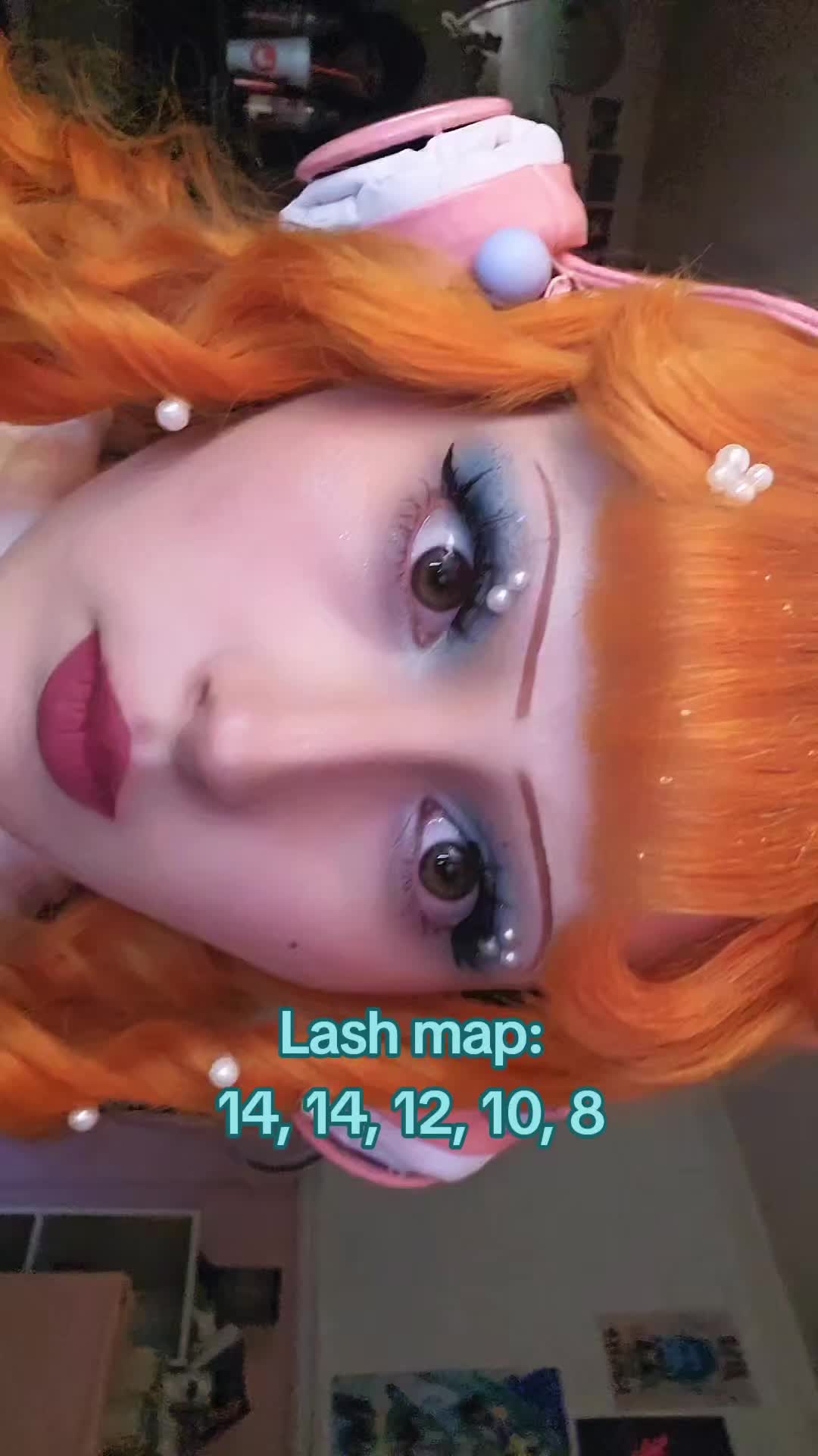 TikTok post by @cosplaykittenn for Fowendia Lashes. Caption reads: cutest lashes ever! @Fowendia Lashes #lashclusters....