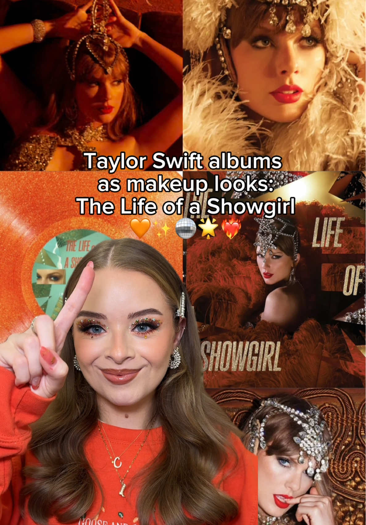 TikTok post by @sophdoeslife for UNICORN COSMETICS. Caption reads: @taylorswift albums as makeup looks: The Life of a....