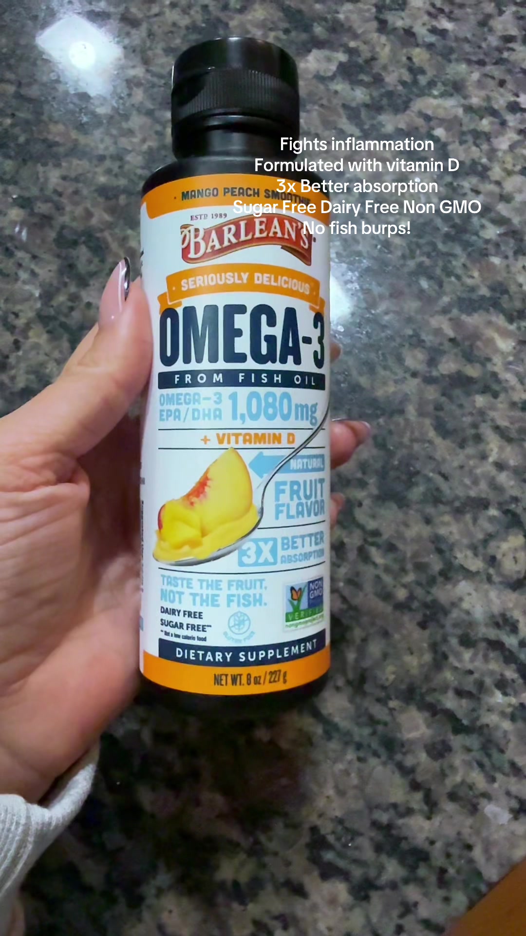 TikTok post by @dolly42918 for Barlean's. Caption reads: Barlean's Seriously Delicious Omega’s! #omegas....