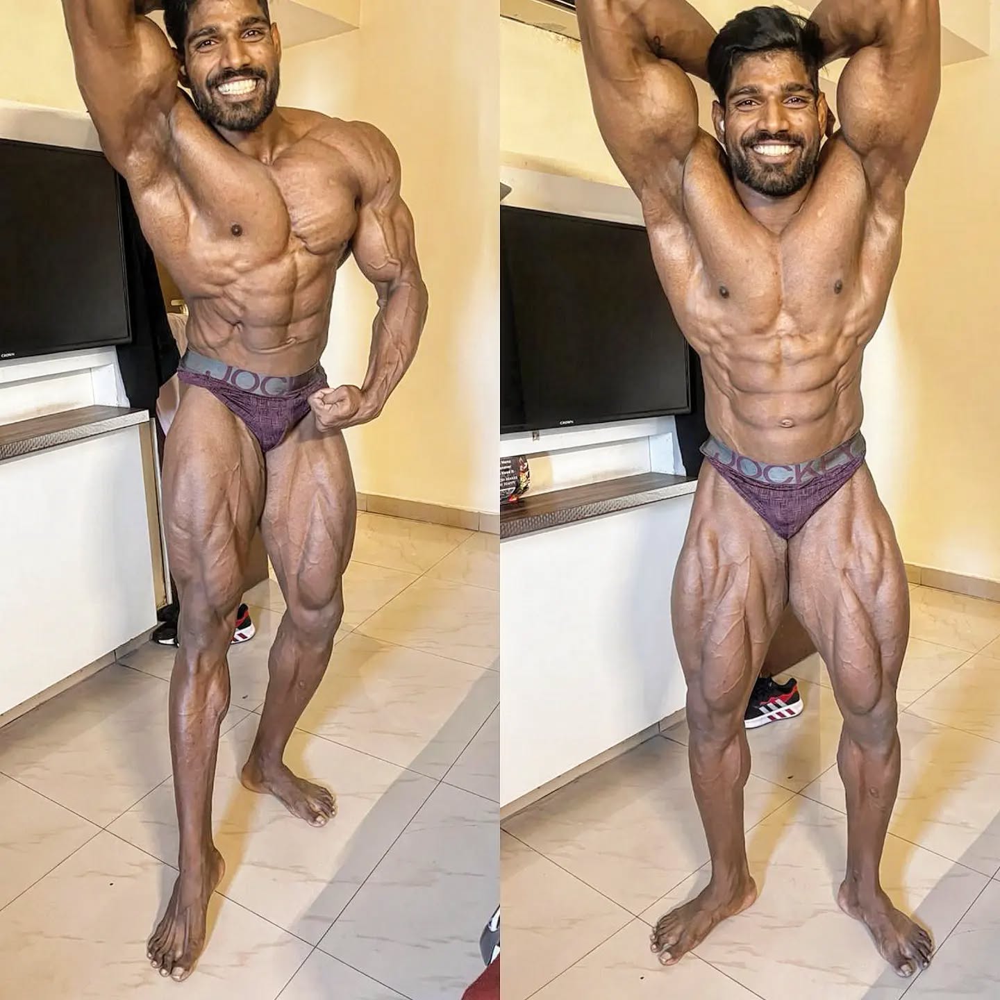 Instagram post by @rk_mohan_ for BPI Sports. Caption reads: [...] Team:@hench_nation Nutrition....