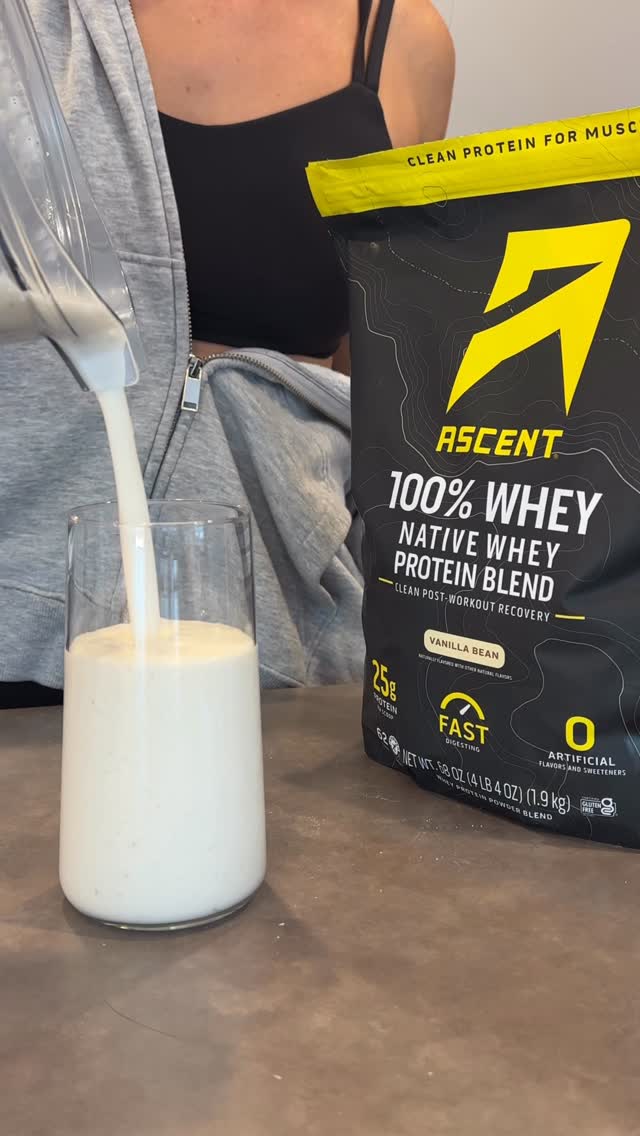 Instagram post by @kayladurck for Ascent Protein. Caption reads: Ascent Protein 

Making my favorite post workout....