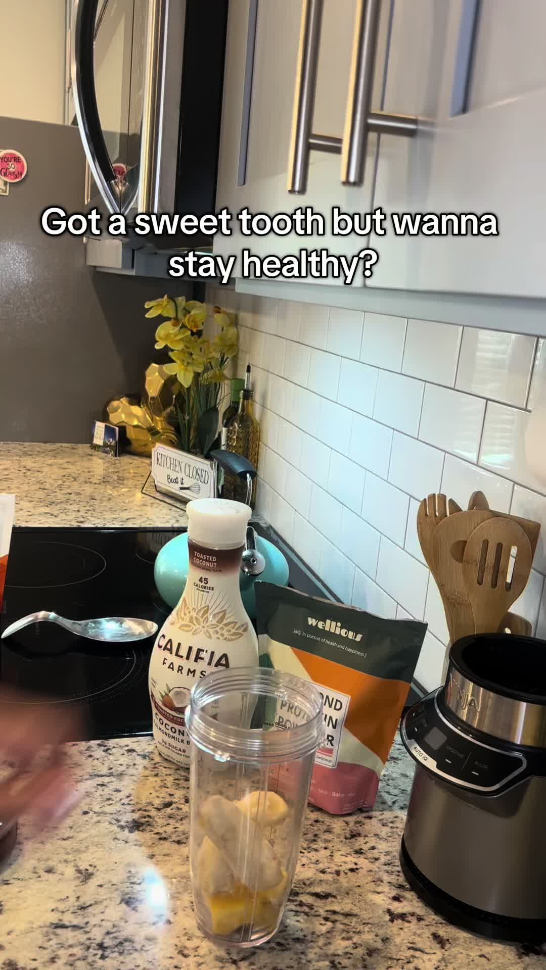 TikTok post by @yannawatts for Wellious. Caption reads: [...] this protein smoothie with me using....