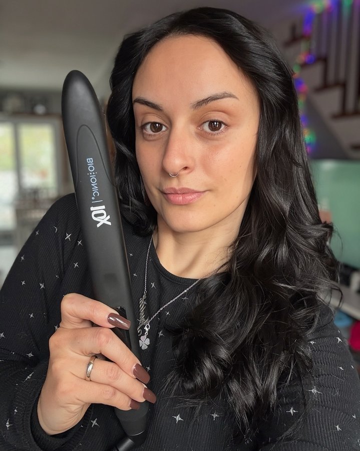 Instagram post by @dreaming_of_hell for Bio Ionic. Caption reads: [...] hair, zero effort. ✨ @influenster @bioionic....