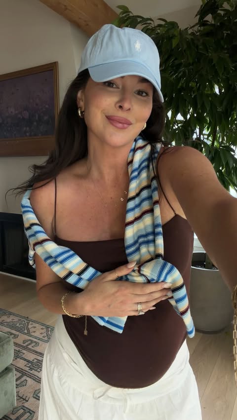 Instagram post by @jensav11 for Shopbop. Caption reads: [...] 3rd trimester 🤎 everything from @shopbop!....