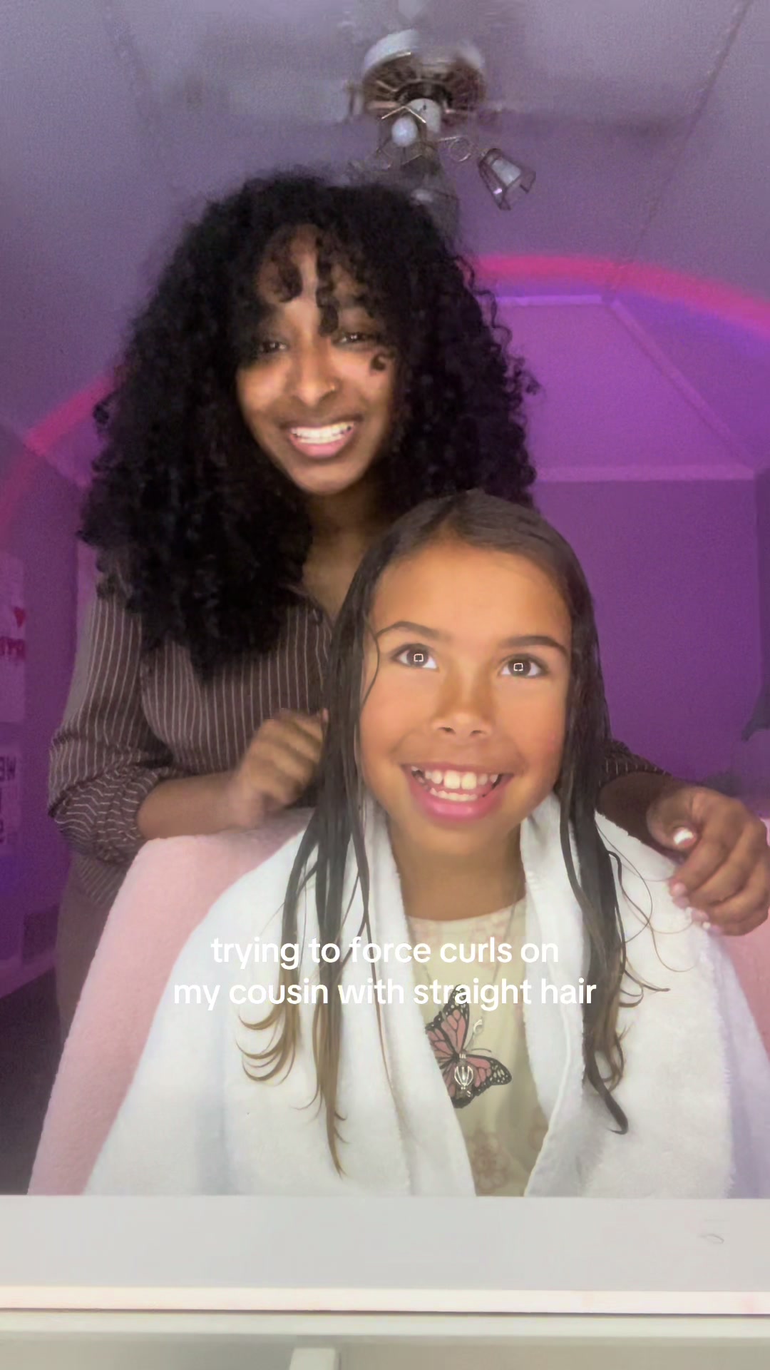 TikTok post by @grwmmelaniie for Denman Brush. Caption reads: [...] #straighthair #forcingcurls @Denman Brush....