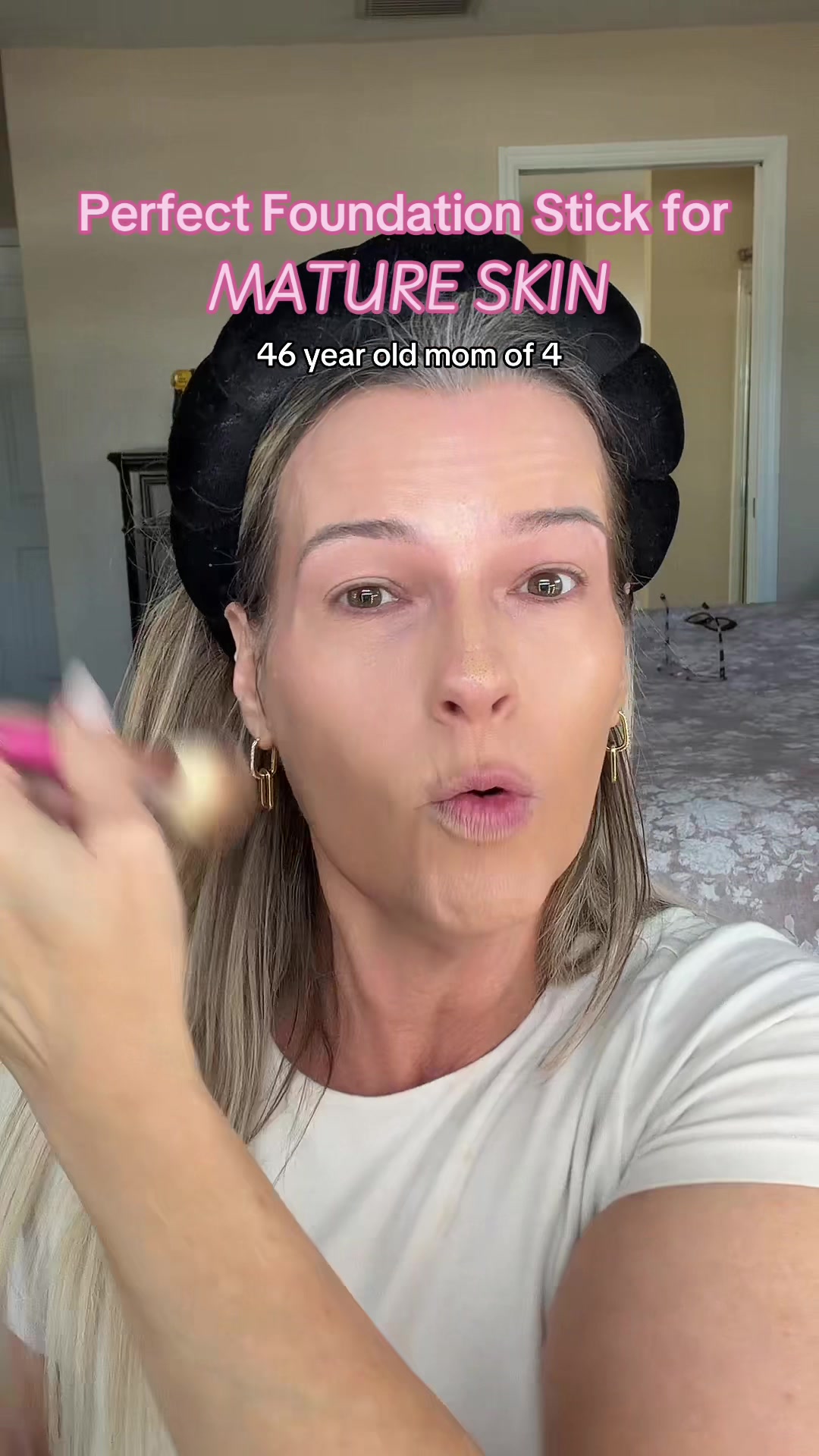TikTok post by @kelly_stephenson for Doll 10 Beauty. Caption reads: [...] foundation stick for MATURE SKIN ✨ @Doll 10....