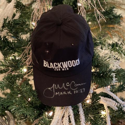 Instagram post by @mccannon33 for Blackwood For Men. Caption reads: [...] Gift Set and this signed hat from....