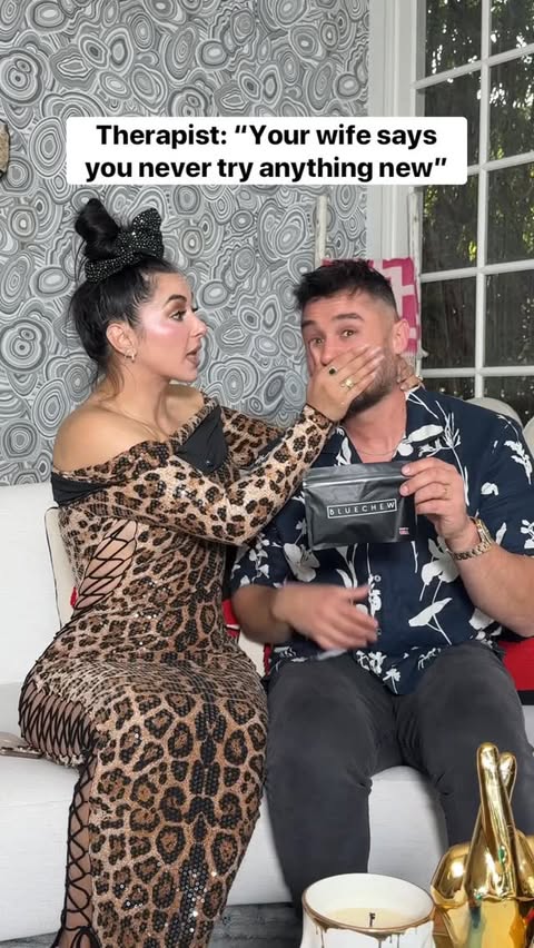 Instagram post by @thejaviergabriel for BlueChew. Caption reads: Never going to therapy again, thanks @bluechew #ad.