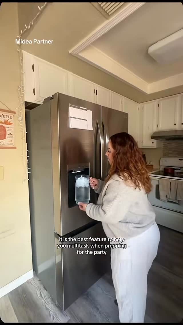 Instagram post by @life_asfive for Midea. Caption reads: @midea_us OneTouch Autofill™ French Door [...].