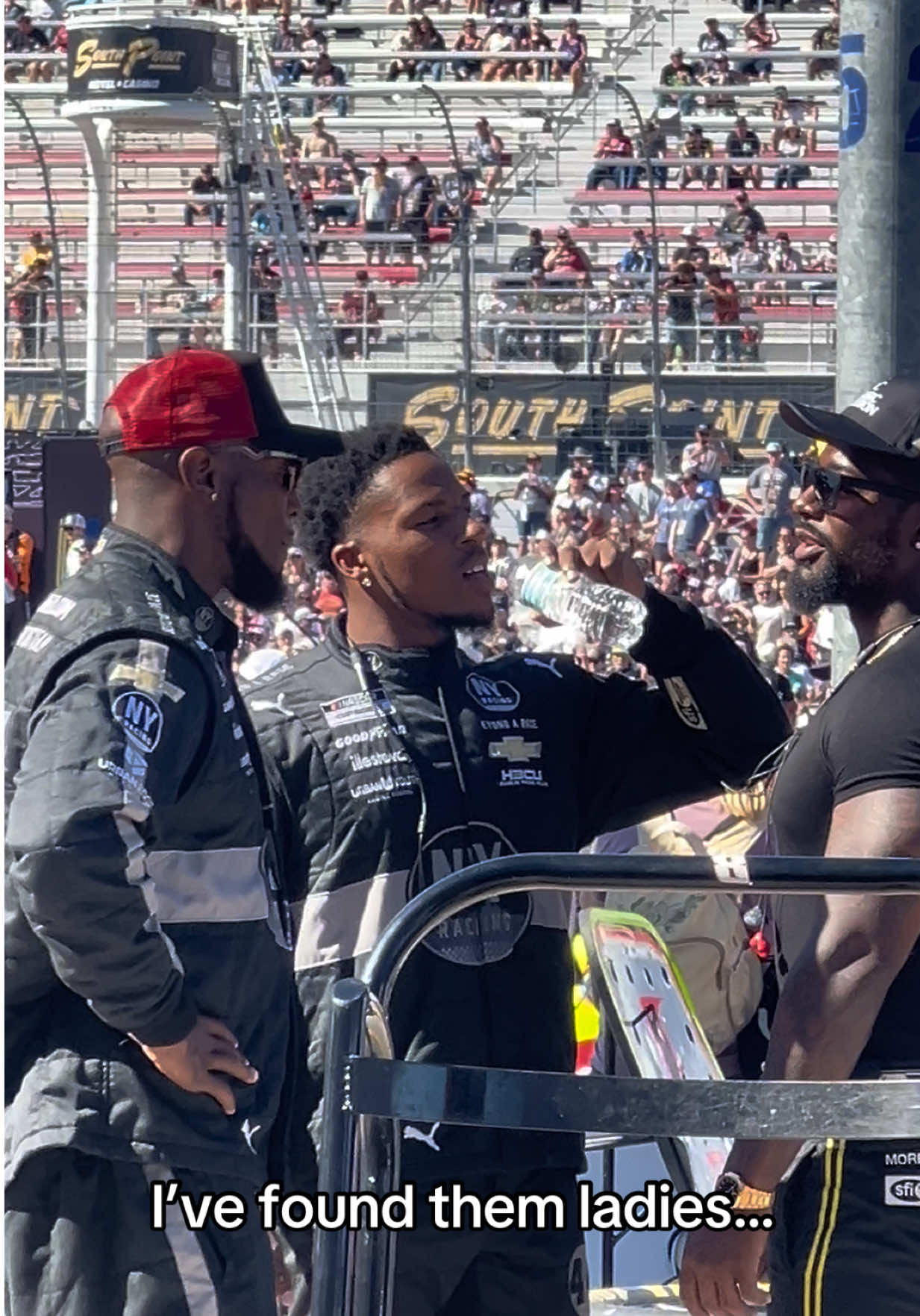 TikTok post by @itsmyrayeraye for NASCAR. Caption reads: 🗣️This is a public service announcement! 📣....