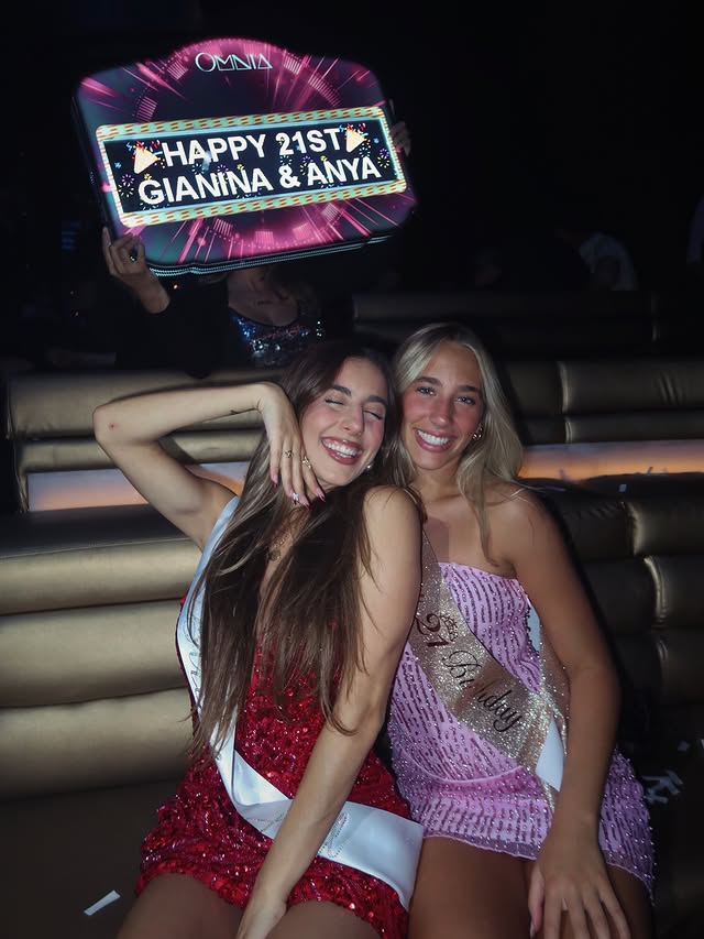 Instagram post by @gianina for Las Vegas. Caption reads: i swear we’re 21!!!! 🥂🥂🥂🥂🥂 @vegas....