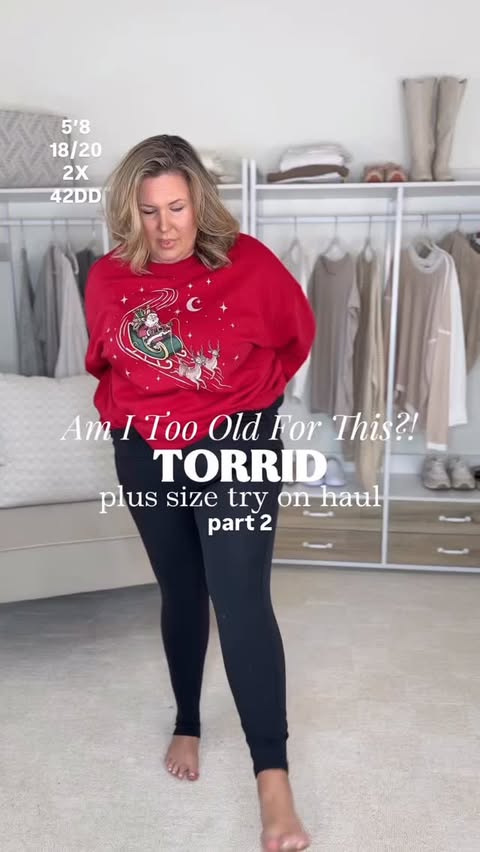 Instagram post by @ashley_dorough for Torrid. Caption reads: ✨6X-Medium ✨ AM I TOO OLD FOR THIS?! TORRID PART....