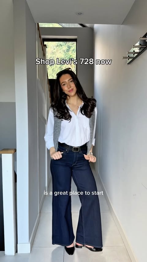 Instagram post by @lydiafleurfashion for Levi's. Caption reads: #Ad #LevisPartner 3 ways to style the 728 @levis....